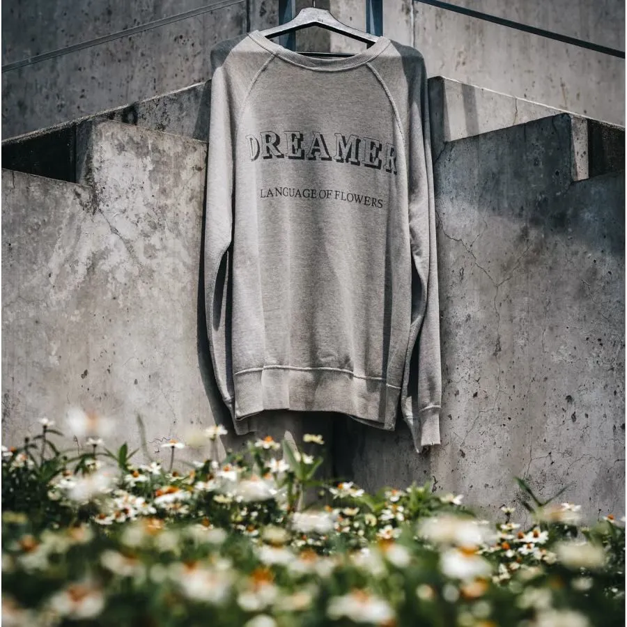 SAINT Mxxxxxx 'FLOWER' CREW NECK SWEAT SHIRTS Floral Distressed Retro Sweatshirt Distressed Gray S-XL Big Factory Four-needle Six-Thread Boneless Stitching Process/Original Horn Sleeve Version Top Printing Process Authentic Level Re-Engraving Garment Washing and Distressing/Hand-worn Graffiti Treatment Original Consistent Fruit Label/Little Angel Anti-Counterfeiting Label